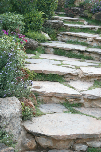 rustic garden stairs